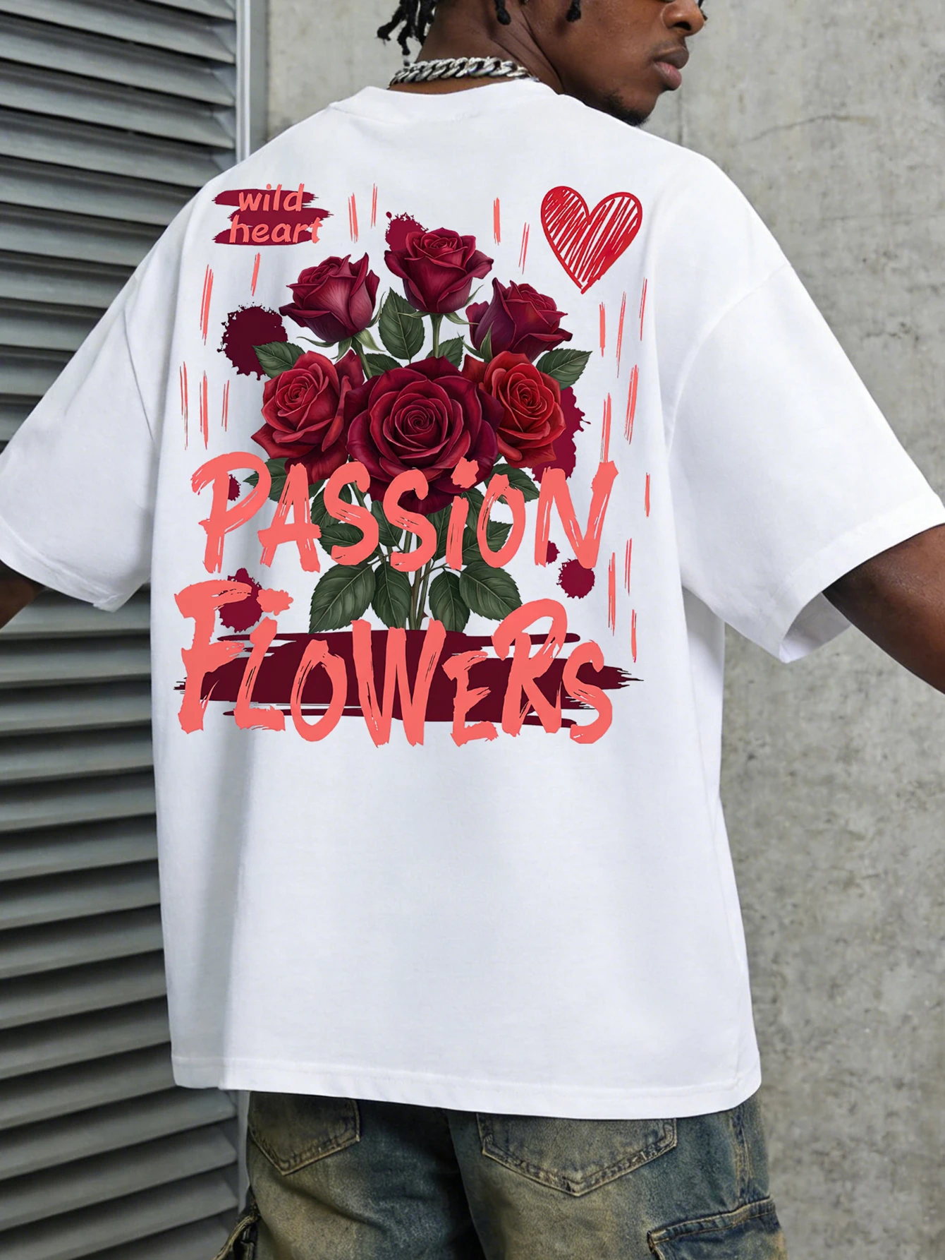 Streetwear Brand With White Flowers - Men's Oversized Floral Streetwear T-shirt Brand