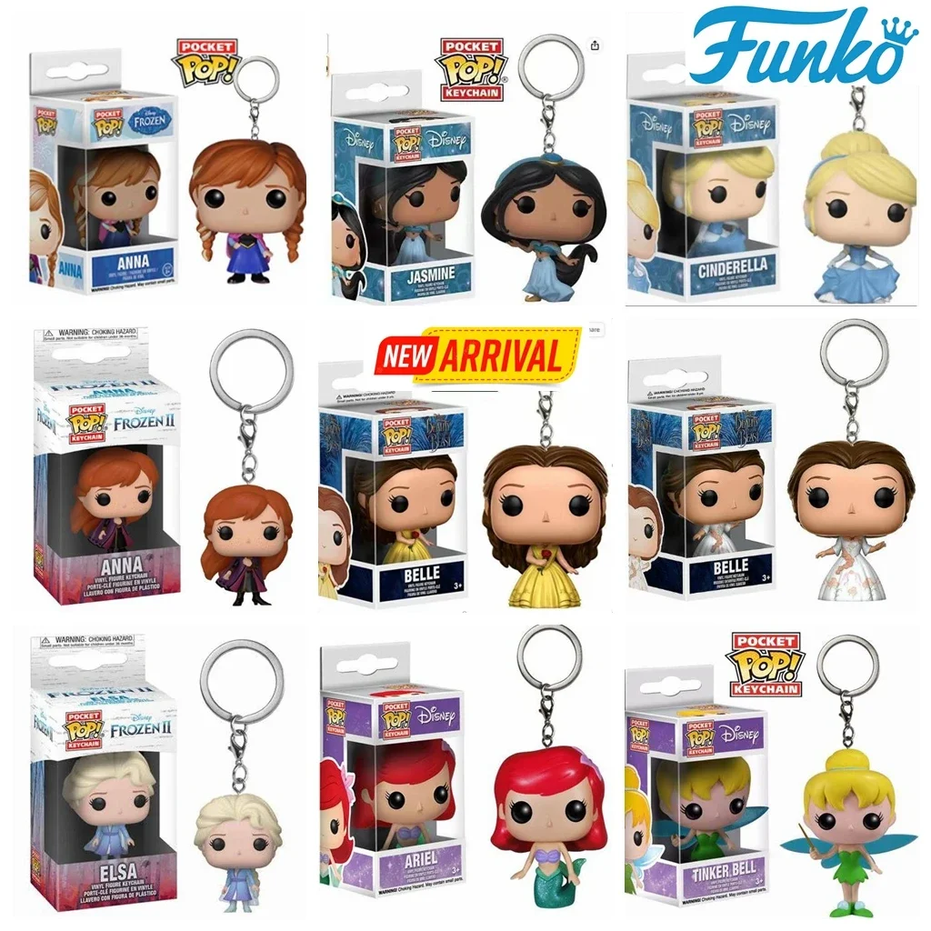 Игрушка-брелок FUNKO Pop из мультфильма Disney, ПВХ фигурки героев мультфильма «Красавица и Чудовище», Эльза, Анна, Ариэль, Рапунцель, Золушка, коллекционные модели игрушек