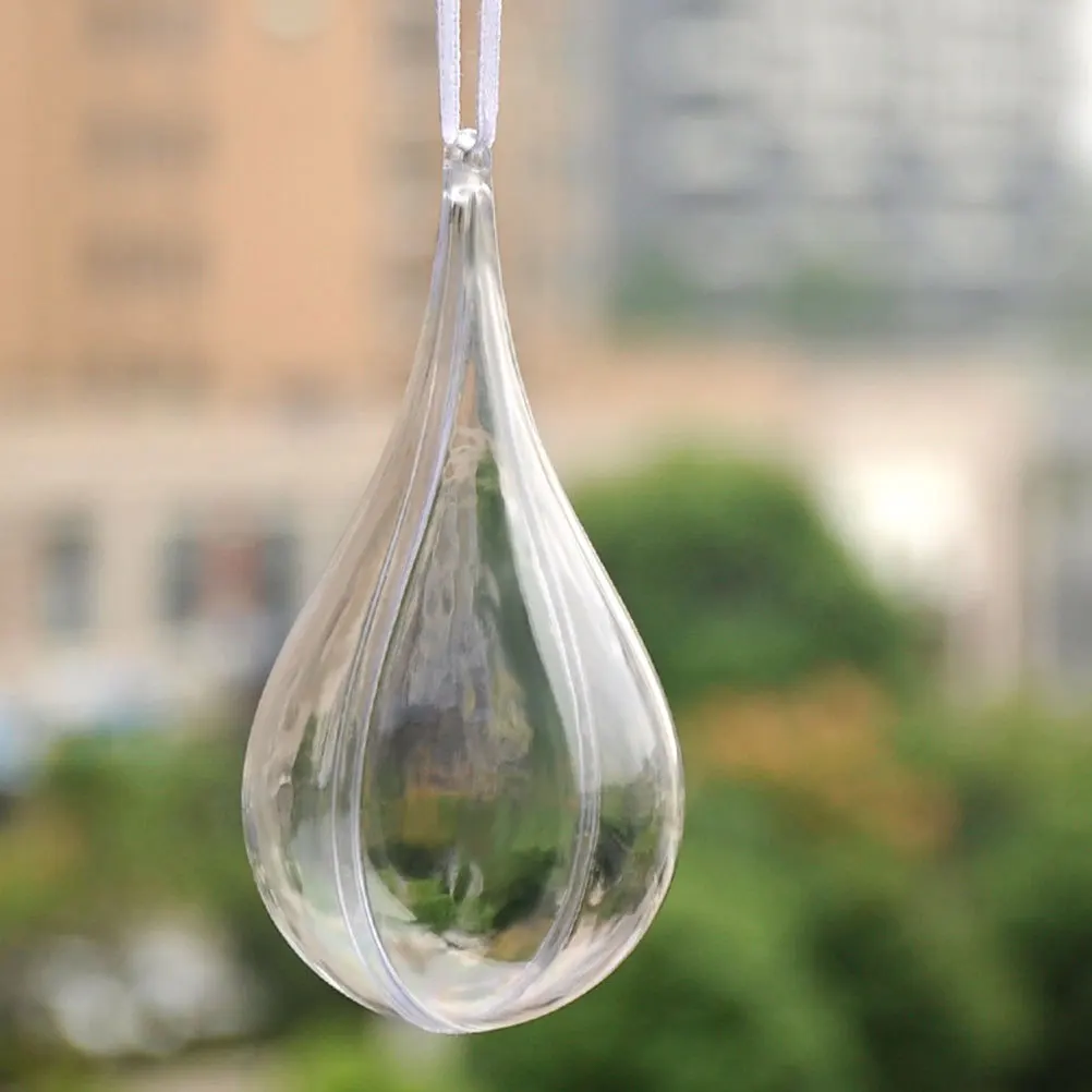 

6pcs Clear Fillable Ball Water Drop Shape For Christmas Wedding Party Diy Decorations Transparent Hanging Ornament Craft Party