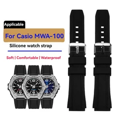 20mm Silicone Bracelet for Casio Watch Strap Black Warrior MWA-100 MWA-100H MWD-100H Series Soft Sports Rubber Watchband Male