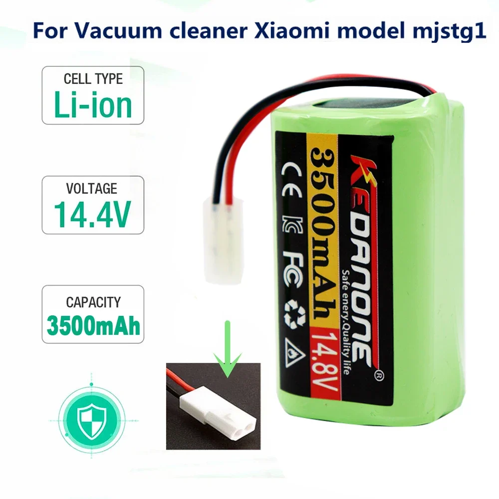 18650 battery pack 14.4V 6800mAh lithium ion battery, suitable for Xiaomi G1 Mi Essential MJSTG1 robot vacuum cleaner,