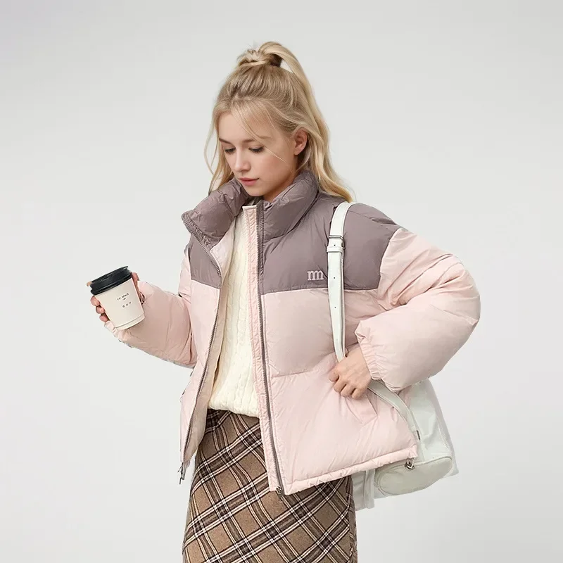 

Новинка 2024 года, женская зимняя куртка, женская теплая короткая хлопковая куртка с контрастным воротником-стойкой, женская повседневная парка, куртка на молнии, топы 2025