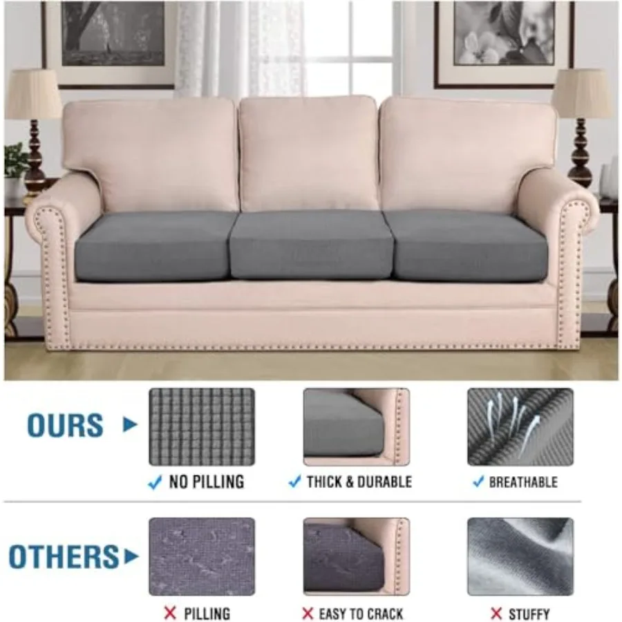 Super Stretch Individual Seat Cushion Covers Sofa Covers Couch Cushion Cover Slipcover Sets Thick Jacquard Textured Twill Fabri