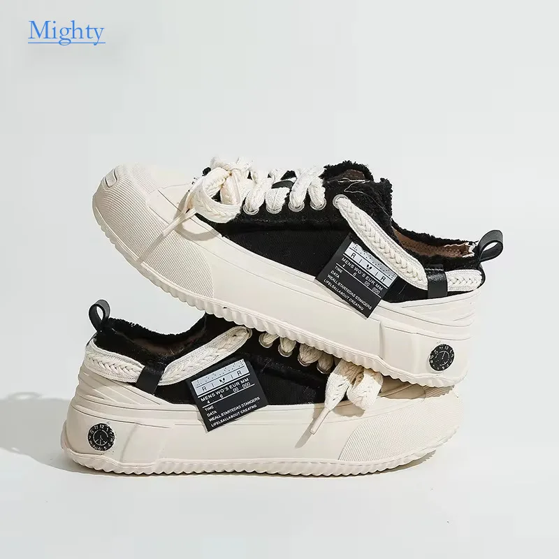 

2024 Light Luxury Flat Women Vulcanize Shoes College Sail Cloth Fashion Casual Ugly Cute Women's Trend Platform Pumps Sneakers