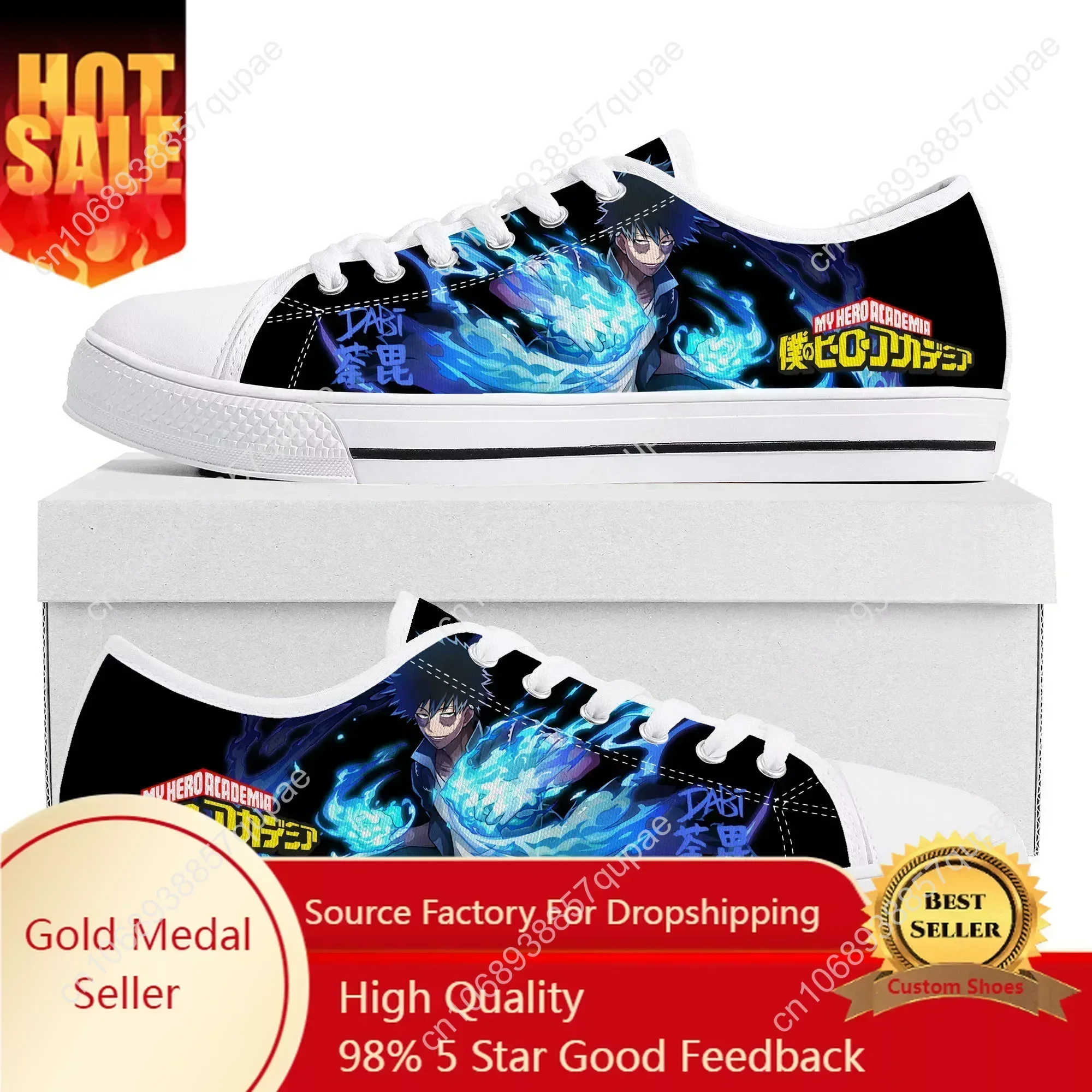 Anime Dabi My Hero Academia Low Top Sneakers Mens Womens Teenager High Quality Canvas Sneaker Casual Couple Shoes Custom Shoe