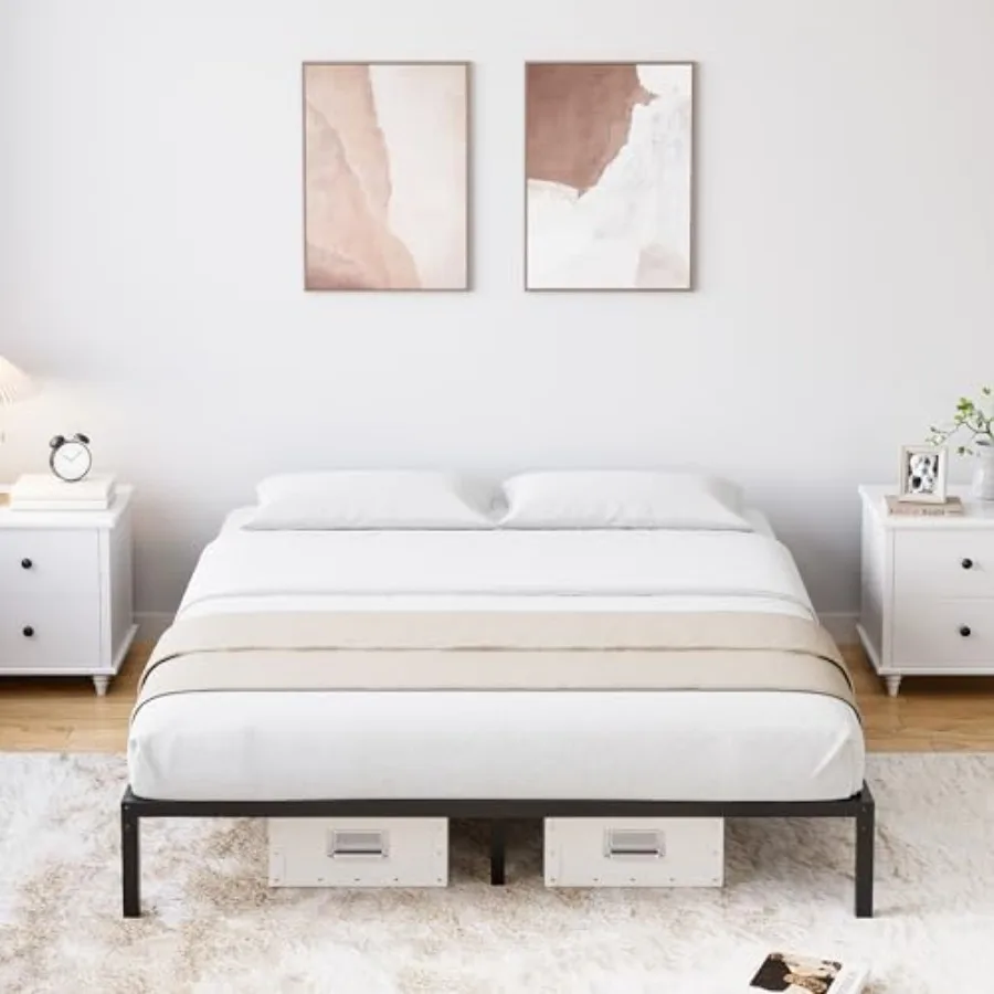 

10 Inch Queen Bed Frame No Box Spring Needed Heavy Duty Metal Platform Bed Frame Queen Size for Bedroom Easy Assembly Noise Fre