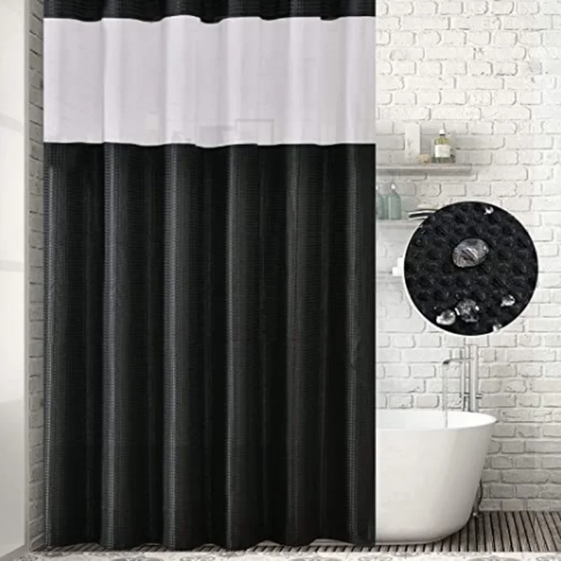 Minghe Fabric Shower Curtain with Removable Liner,Heavy Duty Cloth Shower Curtain Waterproof Bathroom Shower Curtain