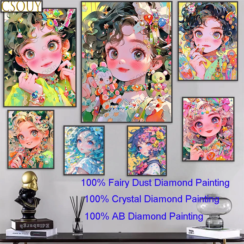 

Wizarding World Girl 100% Fairy Dust Square Diy Diamond Painting Cross Stitch Embroidery Mosaic Home Decor Needlework Crystal AB