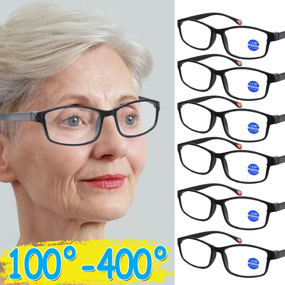 Reading Glasses Men Women Sports Anti-blue Light Reading Eyewear Black Red Frame Presbyopia Eyeglasses +100 To+400 Glasses