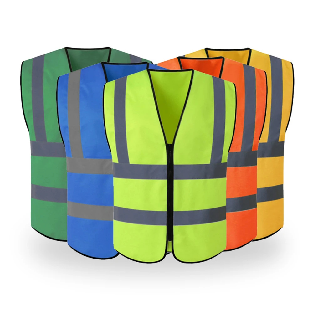 Men Women Work Vest with Zipper Hi Vis Working Clothes Buliding Construction Workwear Uniforms