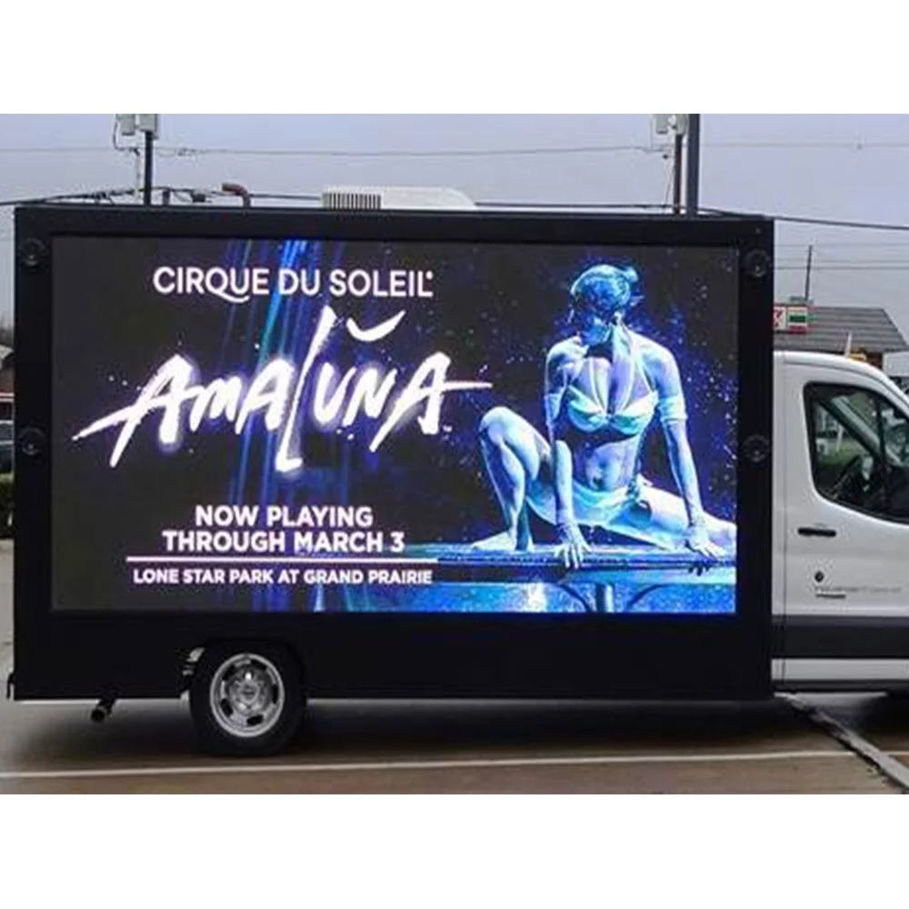 Tampilan Iklan Layar Led Tanda Van Panel Digital Seluler Raksasa Luar Ruangan Pada Kendaraan Truk