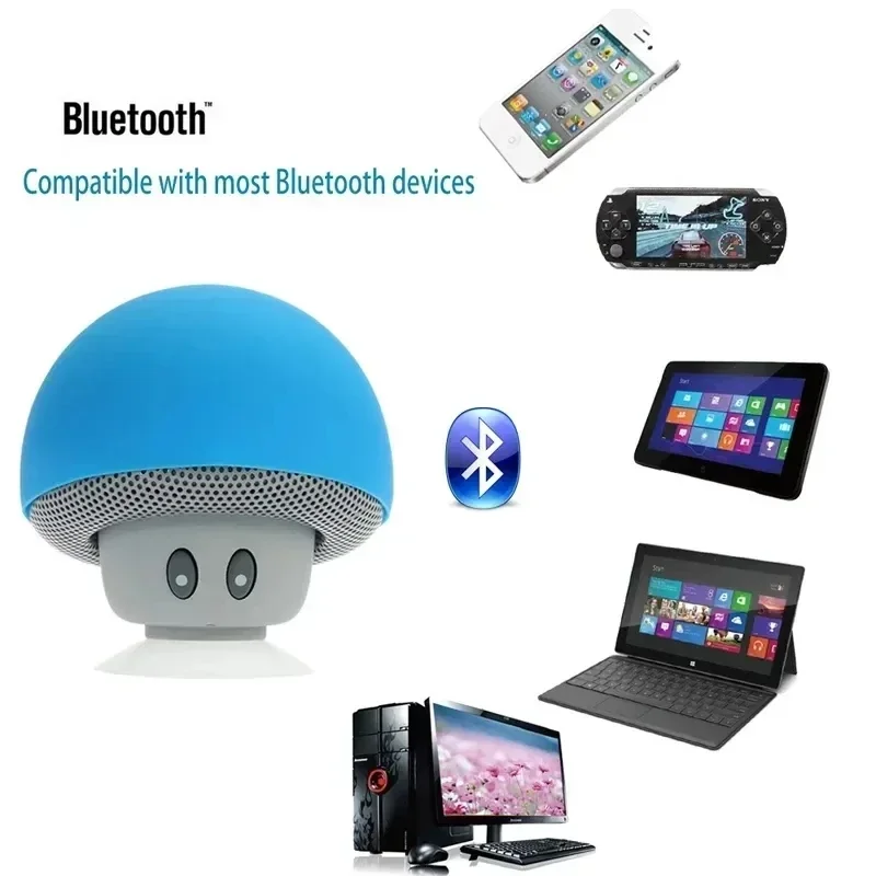 

High Quality Small Mushroom Bluetooth Speaker Waterproof Suction Cup Mobile Phone Stand Small Subwoofer Mini Speaker