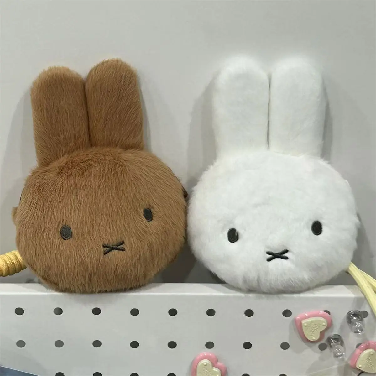Miffy Plush Coin Purse Mini Zipper Storage Bag With Hand Strap Keyring For Earphone Coins Small Daily Carry Items