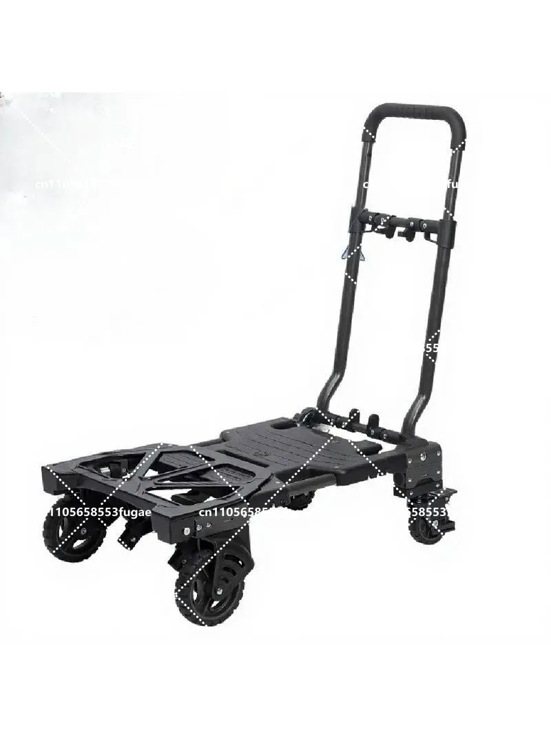 Multifunctional Folding Trolley Portable 4-Wheel Folding Handcart Luggage Cart Outdoor Camping Wagon