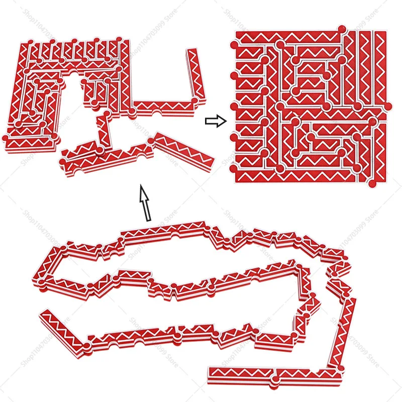 مكعبات بناء مسار المتاهة المعيارية DIY - لعبة ألغاز متشابكة، مجموعة لعب متاهة تجميع إبداعية، هدية دعابة للدماغ