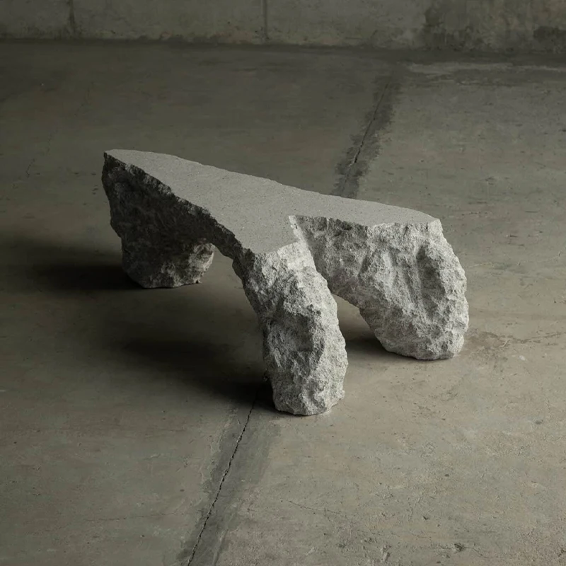 #Luxury Modern Lava Rock Coffee Table Hand Carved Three Pillar Raw Rock Form Unique Rough Texture Villa Living Room Accent Table