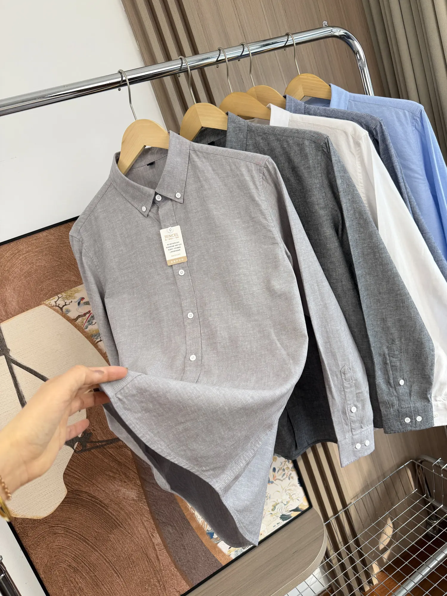 

Высококачественная мужская рубашка Minglei из смесового хлопка и льна с длинным рукавом, повседневная, весна-лето, влагоотводящая, дышащая, с отложным воротником