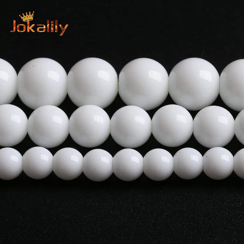 4 6 8 10 12 14mm Natural White Agates Onyx Stone Beads Round Loose Spacers Beads For Jewelry Making Diy Bracelet Accessories 15\