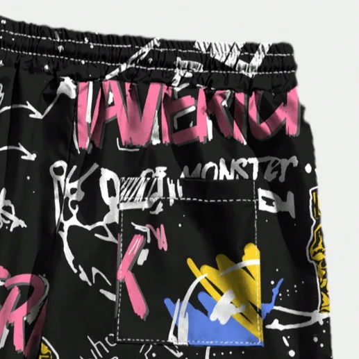 Letter Graffiti Graphic Shorts Men Women Y2k Harajuku Quick Dry Gym Shorts Fitness Fashion Oversize Short Pants Trunks Summer