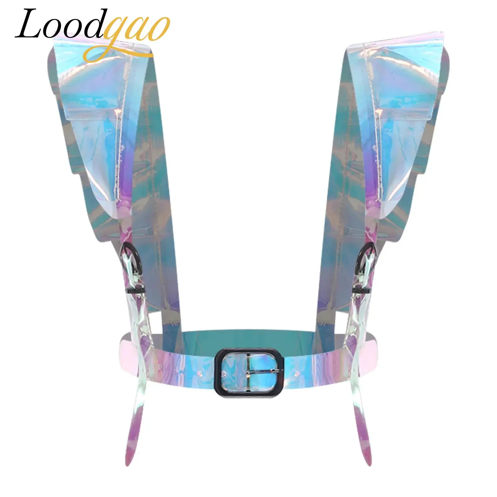 

Женский голографический ремень из ПВХ с переливающимися плечами для клуба, нарядные нарядные вечерние праздничные костюмы, аксессуары, ремень с рюшами