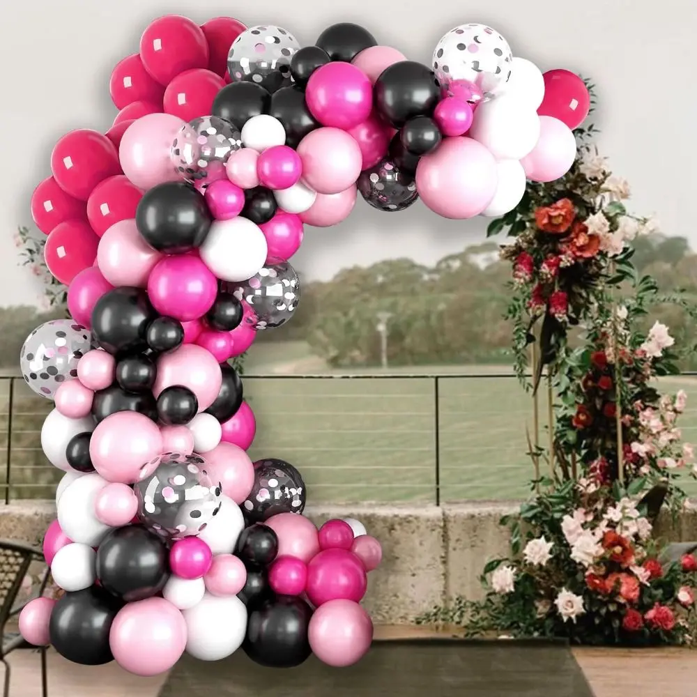 

Hot Pink Pink and Black Birthday Decorations Wedding Black White Confetti Latex Balloons Pastel Pink Party Decorations Girls