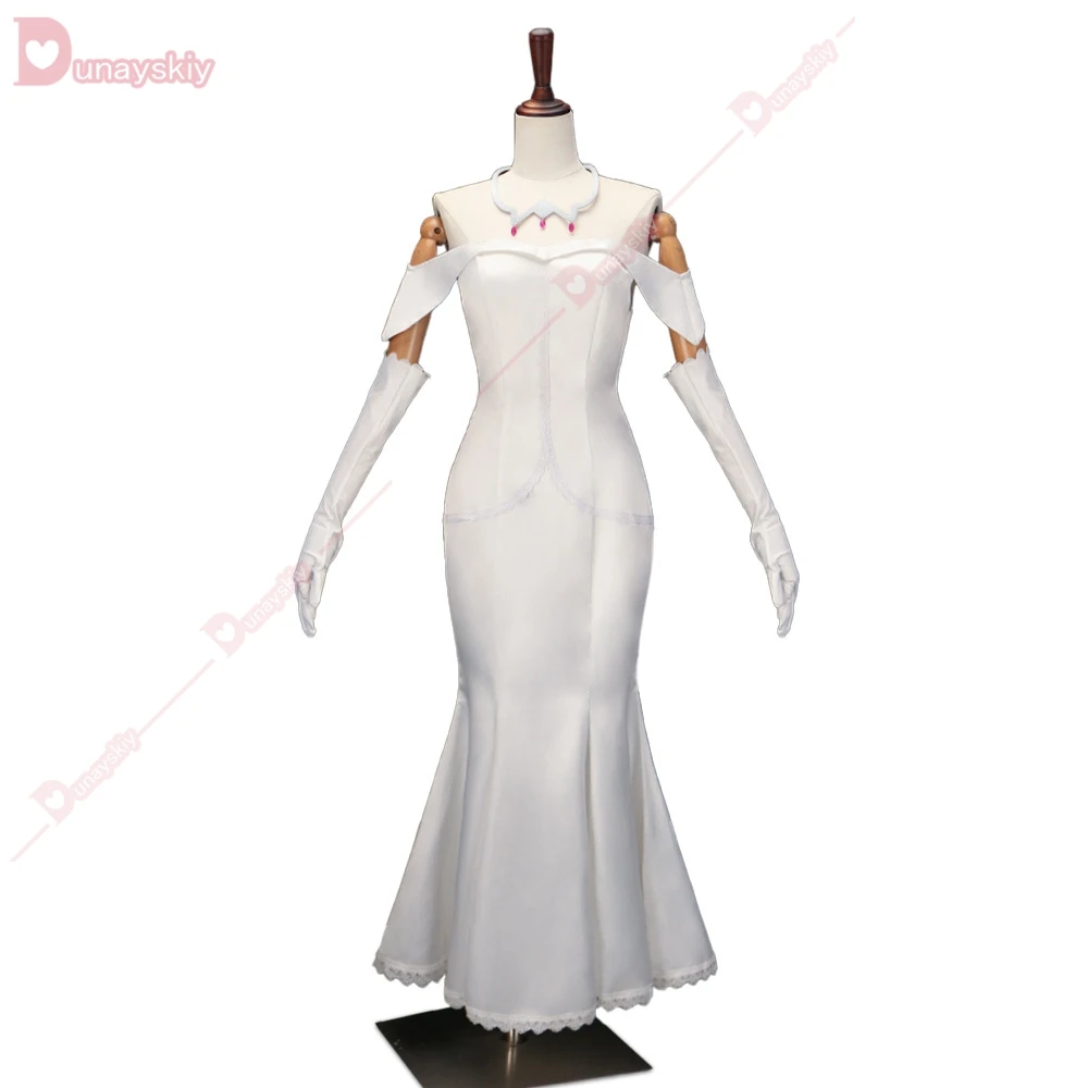 Emilia Costume Cosplay Anime Re Zero Travestimento Abiti Abito bianco Donna Gioco di ruolo Guanti Collana Set completo Abito femminile di Halloween