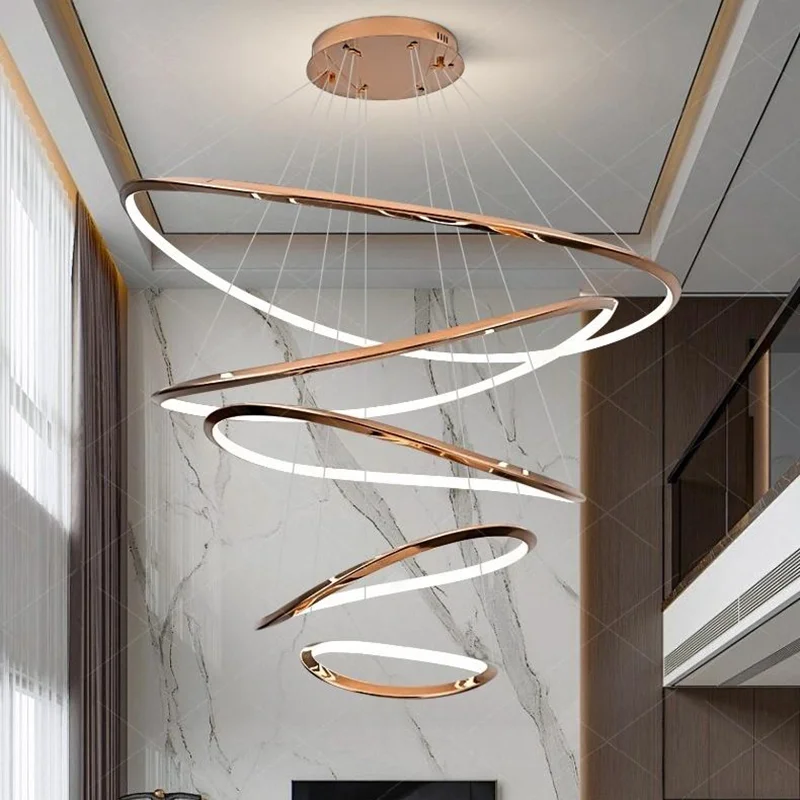 

Современные роскошные высотные светодиодные светильники для украшения зданий, подвесные светильники для лестниц, подвесные светильники для гостиной, внутреннее освещение ﻿