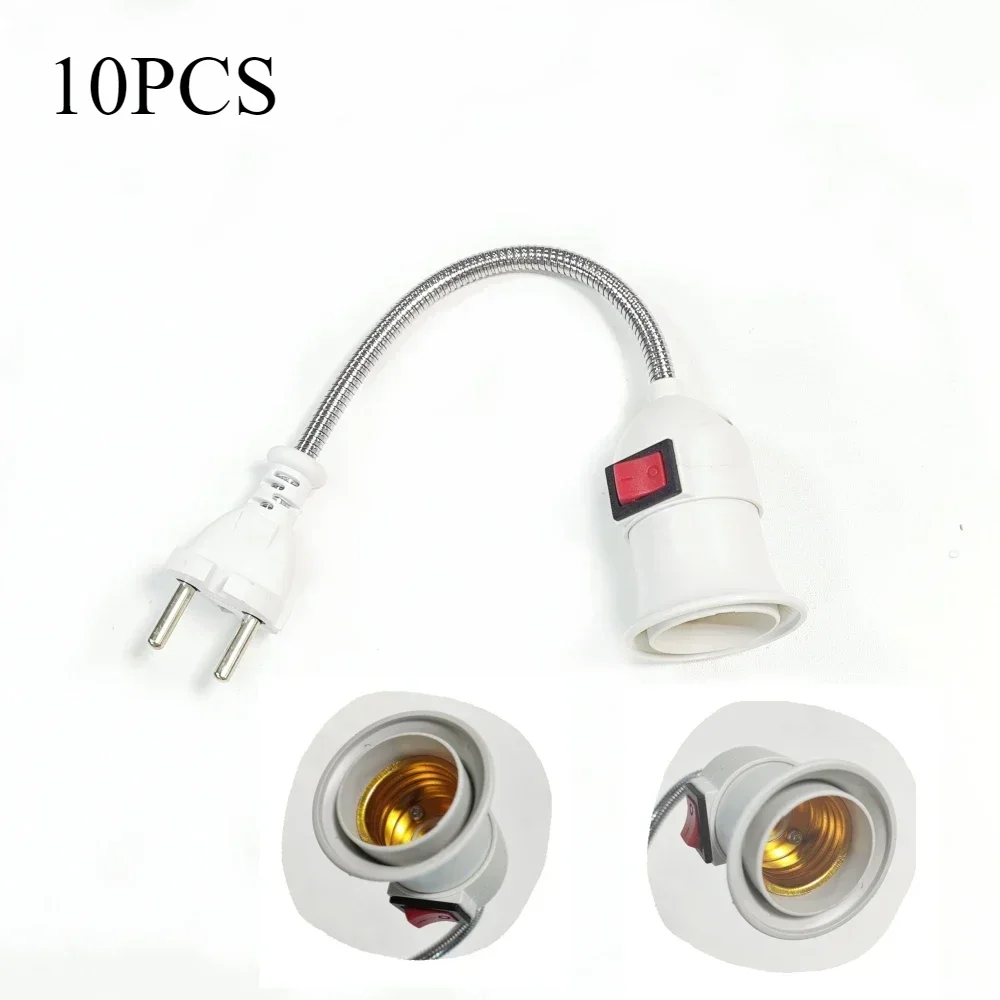 

10PCS EUplug E27 Large Screw Type Universal Hose with Switch Lamp Holder Direct Plug Swivel Lamp Head Lamp Mouth