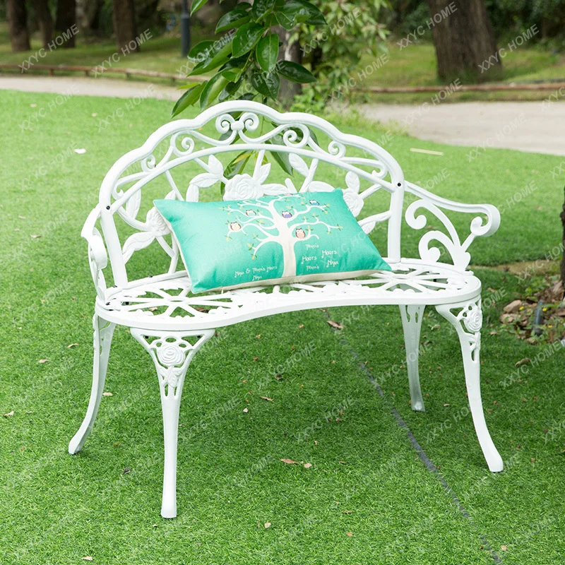 Park chair Love seat Rose pattern yard bench garden Balcony seater cast aluminum Solid leisure chair metal furniture Hot sale