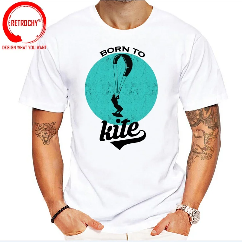 Vintage Kite Kite Surfer Surfing Gift T Shirt Men Fashion Trendy Casual Clothing Stylish Tops Tee Shirt Leisure Tshirt