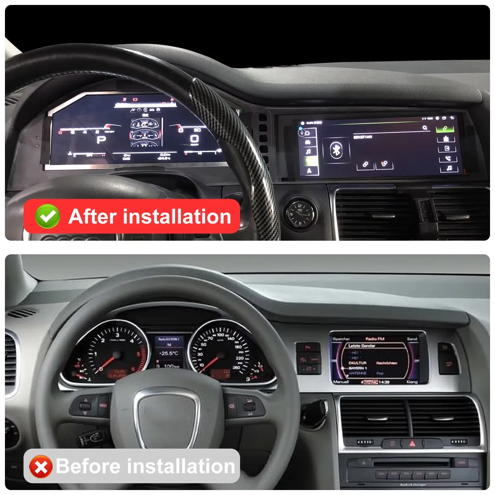 12.3+10.25“ For Audi Q7 2005-2016 Android Car Radio GPS Navigation Stereo Device Wireless Carplay Stereo Multimedia Video Playe