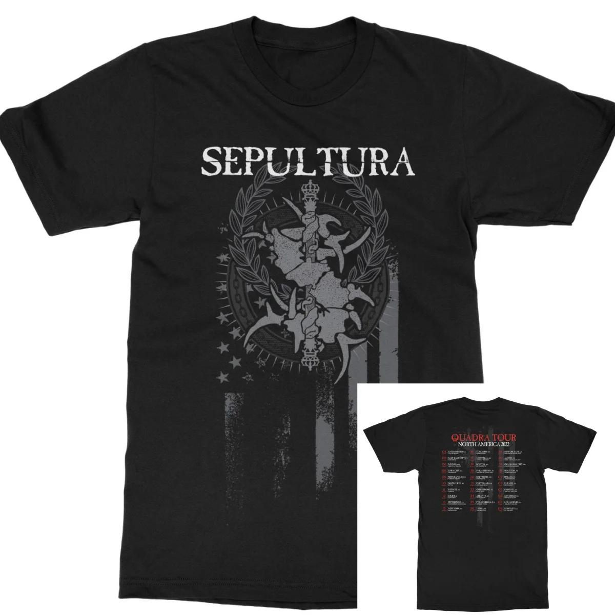 Camiseta de la banda Sepultura Quadra Tour 2022, camiseta gráfica 100% de algodón, ropa de calle de verano para hombres y mujeres