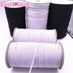 3/5/6/8/10/12mm 5 Yards/lot Hight Elastic Bands Spool Sewing Band Flat Elastic Cord White and Black Diy Handmade Accessories