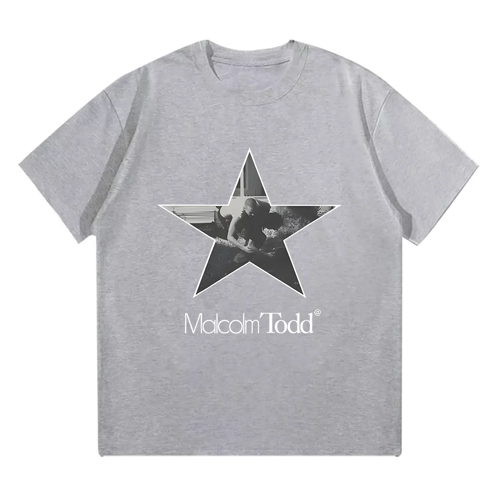 تي شيرت Malcolm Todd Star Logo جرافيك تي شيرت قطني غير رسمي ملابس الشارع الشهير للنساء والرجال بياقة دائرية وأكمام قصيرة Y2k قميص قابل للتنفس