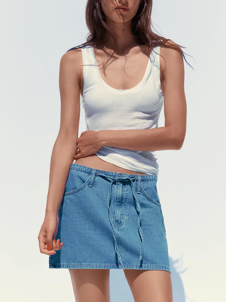 Faionable Vielseitiger Jeansrock mit mittlerer Taille, neue Sommerkollektion, Damenbekleidung, einfacher Sli-F-Länge-Rock