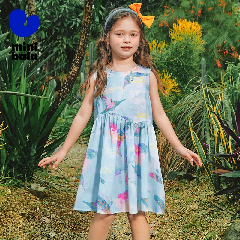 

Mini Bala Girls Baby Kids Dress Summer Soft Breathable Sweet Tank Dress for Stylish Outfits