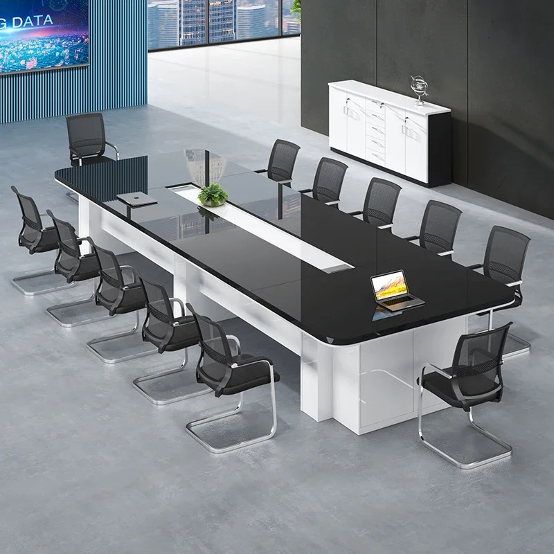 

Modern Luxury Big Boardroom Table 12 Person Conference Table Meeting Desk wih Power Outlet