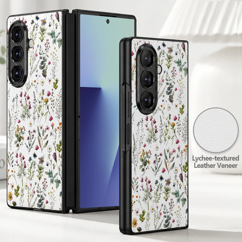 PU Leather Phone Case For Samsung Galaxy Z Fold 8 Ultra 7 6 5 4 Colorful Floral Patterned Hard PC Cover For Galaxy Z Fold8 Fold7