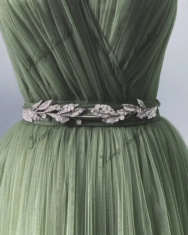 Corset Wedding Dress with Silver Belt Tulle Draped Off Shoulder Dress Sweetheart Evening Gown Prom Formal Dress Women Elegant