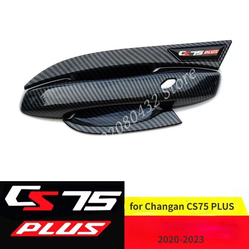 for Changan CS75 PLUS 2020-2023 ABS Carbon Fiber Chrome Car Door Handle Cover Stickers Styling Accessories