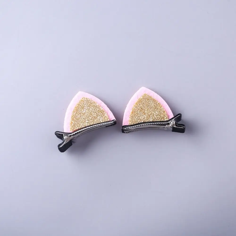 Rainbow Cat Ear Hair Clips Fashion Cute Felt Fabric Festival Performance Headwear Barrettes Bang Clip Glitter Hairpins Girls