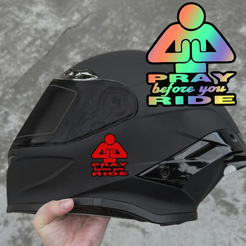 Prayer Rider Sticker 1PC Waterproof Vinyl Decal Praying Hands Quote Before Ride Motorcycle Scooter Helmet Bike Decor Gift