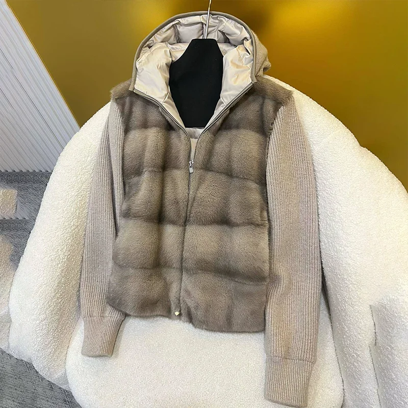 

Высококачественное стеганое женское хлопковое пальто с мехом норки и шерстью, модная зимняя одежда в стиле отдыха 251020143