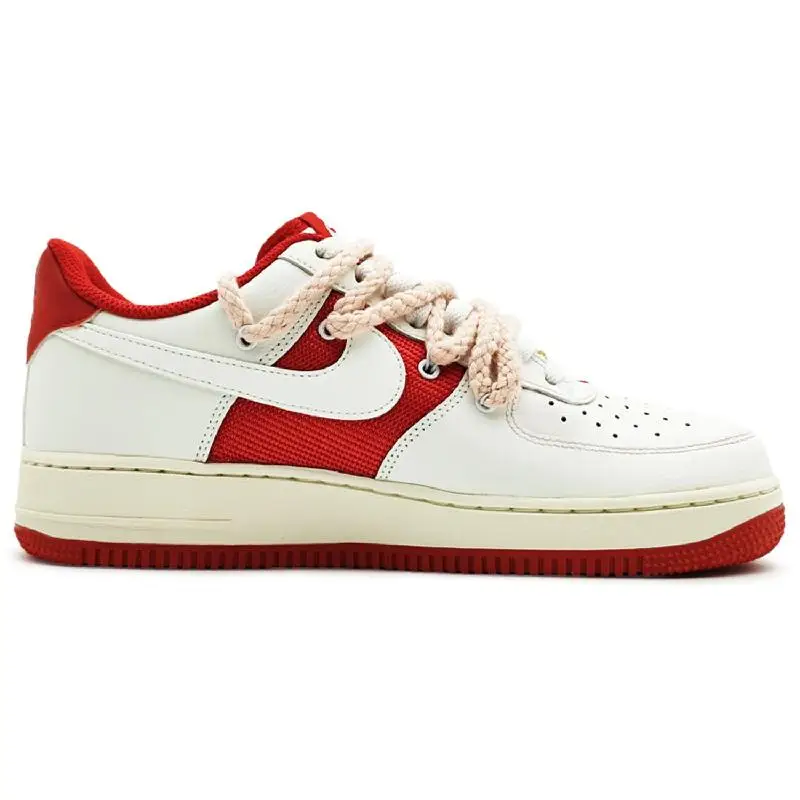 【Customize】Nike Air Force 1 Skateboarding Shoes Unisex Low-top White/red Sneakers shoes FN7439-133