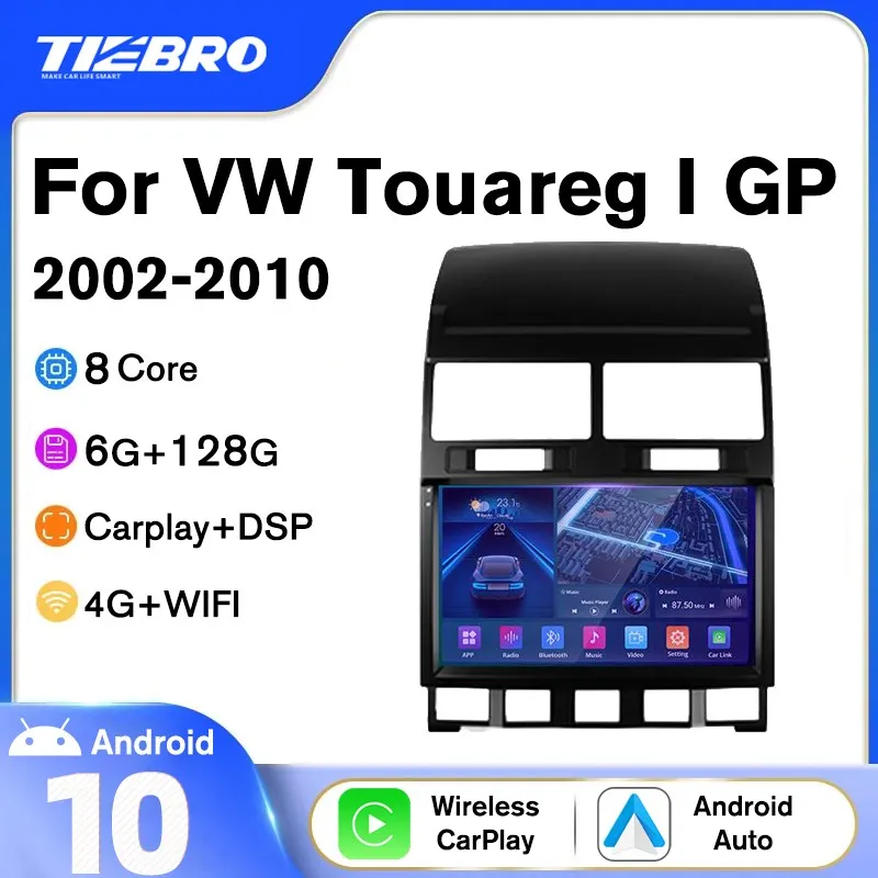 TIEBRO 2 Din Android10 Car Multimedia Player Car Radio For Volkswagen Touareg I 1 GP 2002-2010 Car Receiver Carplay Navigator