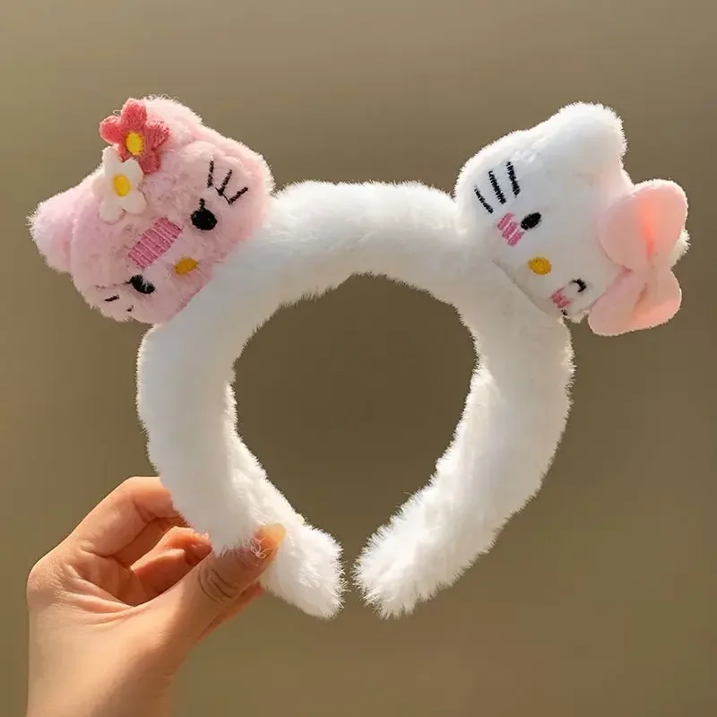 Sweet Hello Kitty Anime Sanrio Ins Girls Headband Cute Cartoon Kawaii Face Makeup Hair Adornment Headband Lovely Gifts Toys