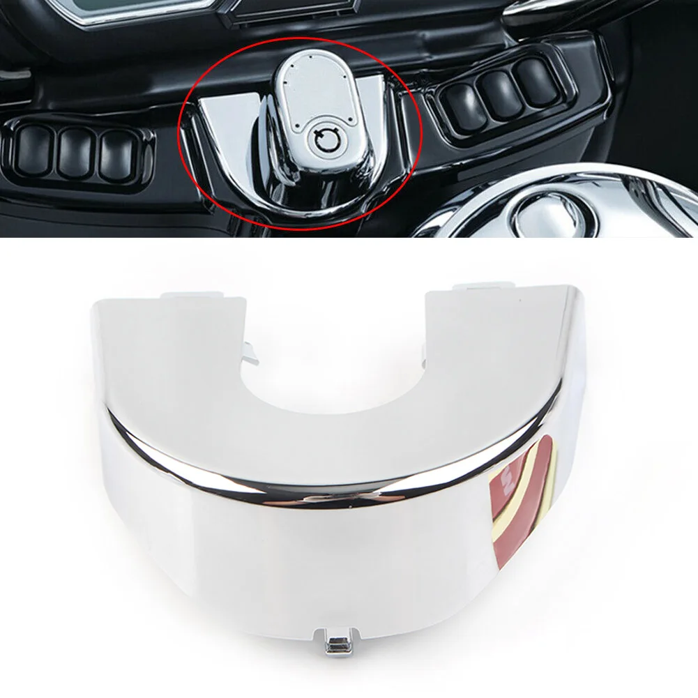 1Pc Motor Ignition Switch Panel Trim Decoration ABS For Harley Road Glide 2015-2021 2016 2017 2018 2019 2020 Chrome/Glossy Black