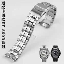 Solid Stainless Steel Watch Strap for Casio EF-550 Steel Belt 5147 Waterproof Silicone Watch Band 22mm