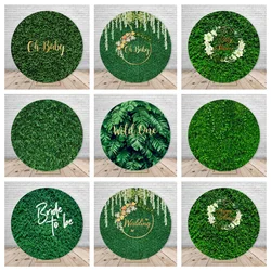 Green Grass Wall Round Backdrop Cover Greenery Leaves Baby Shower Wedding Birthday Party Decor Circle Photography Background