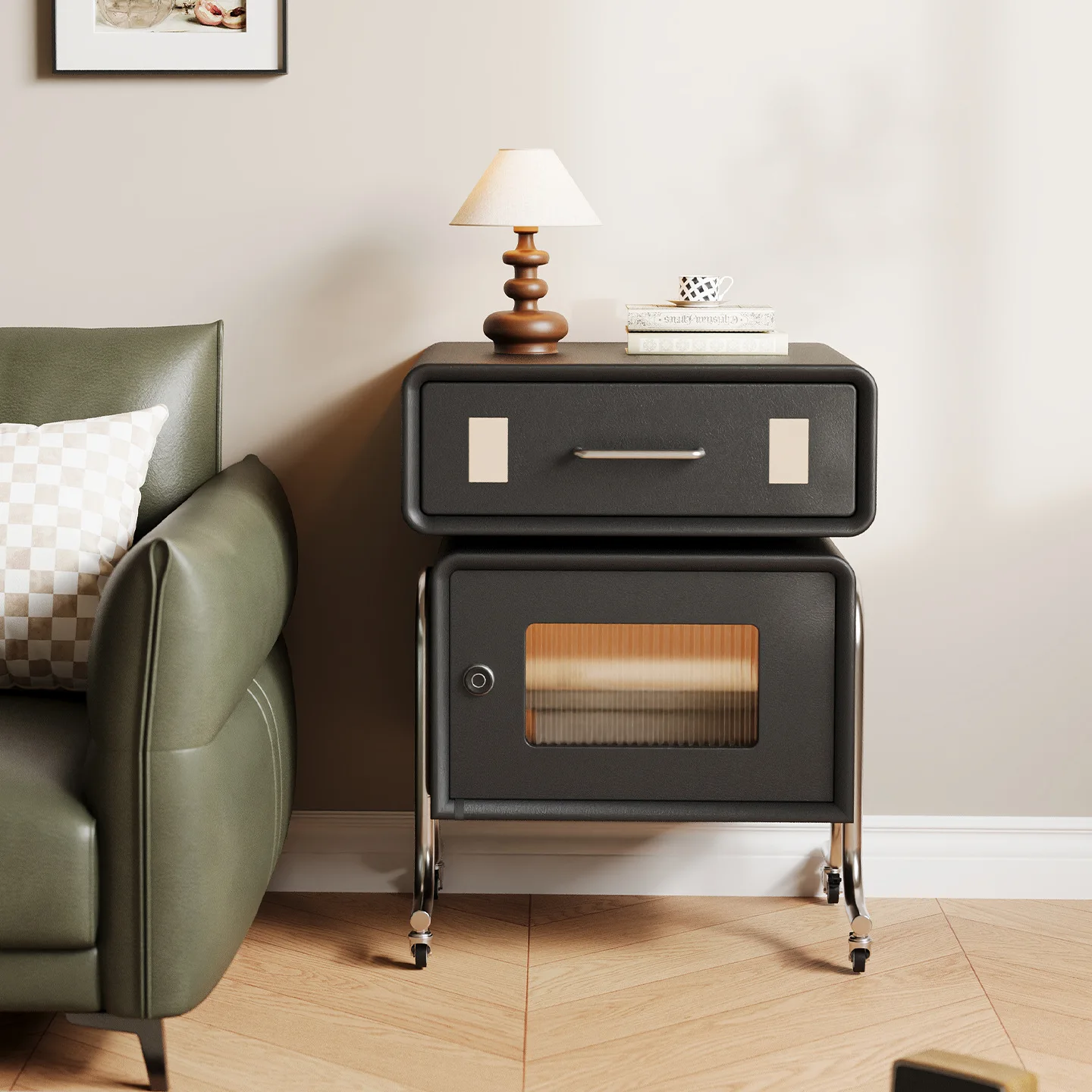 Solid Wood Bedside Table Robot Style Storage Cabinet Kids Room Small Side Table Living Room Creative Locker